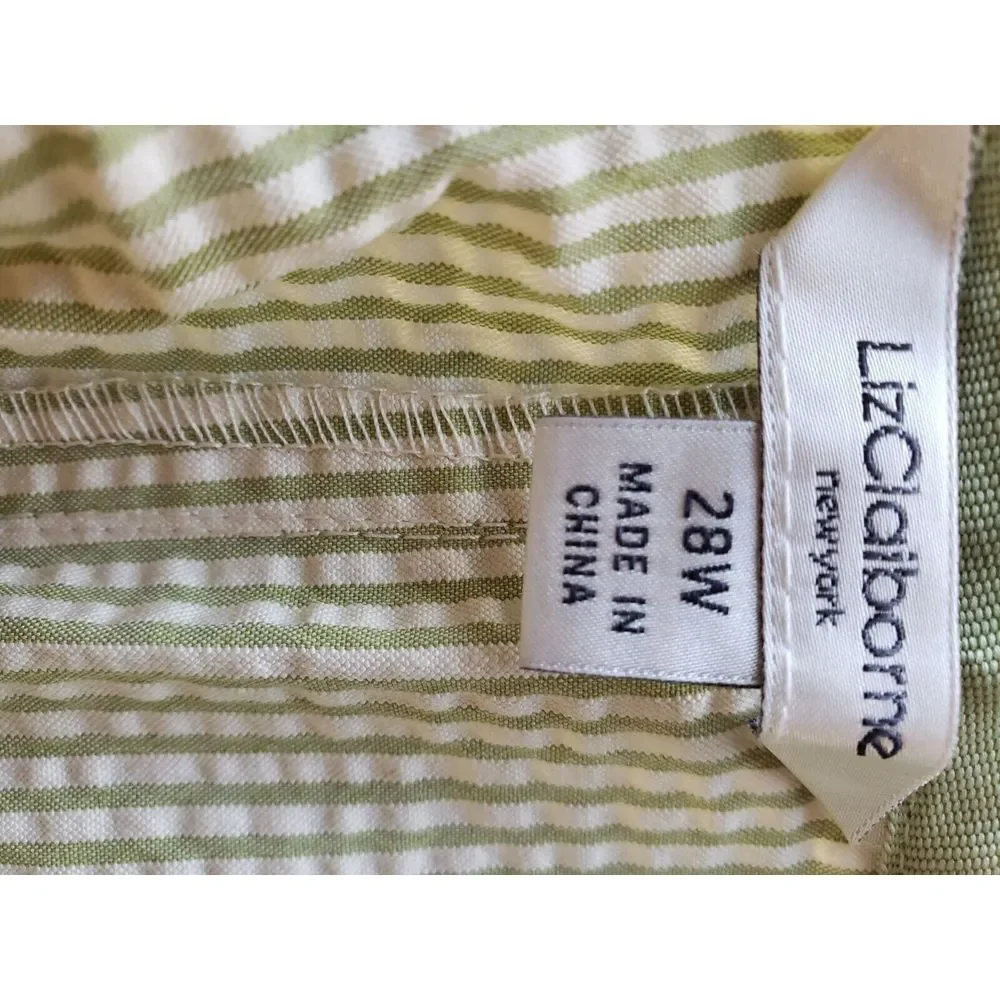 NWOT‎ LizClaiborne women 2pcs park green stripe jacket 3X w/Capris   28W